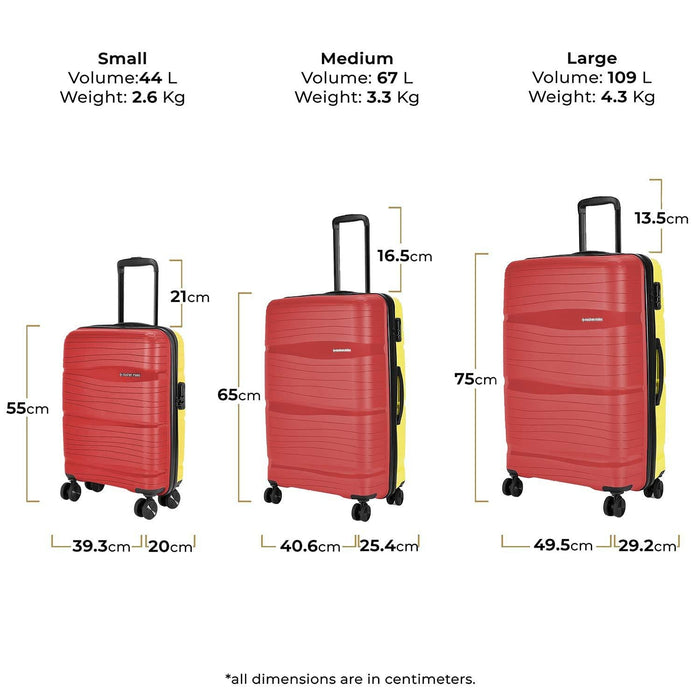 Set of 3 Hard-Sided Polypropylene Luggage Set of 3 Trolley Bags