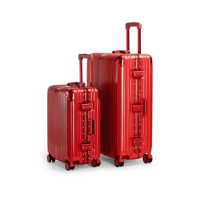 2-Piece Set Ultra-Light Hardside Expandable, Built-in TSA Lock, Zipperless Luggage with Spinner Wheels, Red