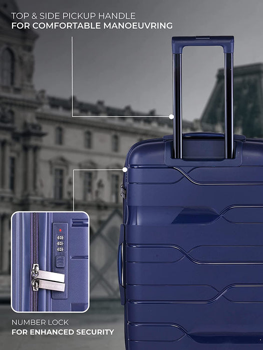 Set of 2 Navy Blue Trolley Bags Paris Hard-Sided Polypropylene Luggage
