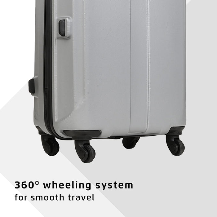 Combo Set of 3 Small, Medium and Large Check-in 4 Wheel Hard Suitcase (Silver)