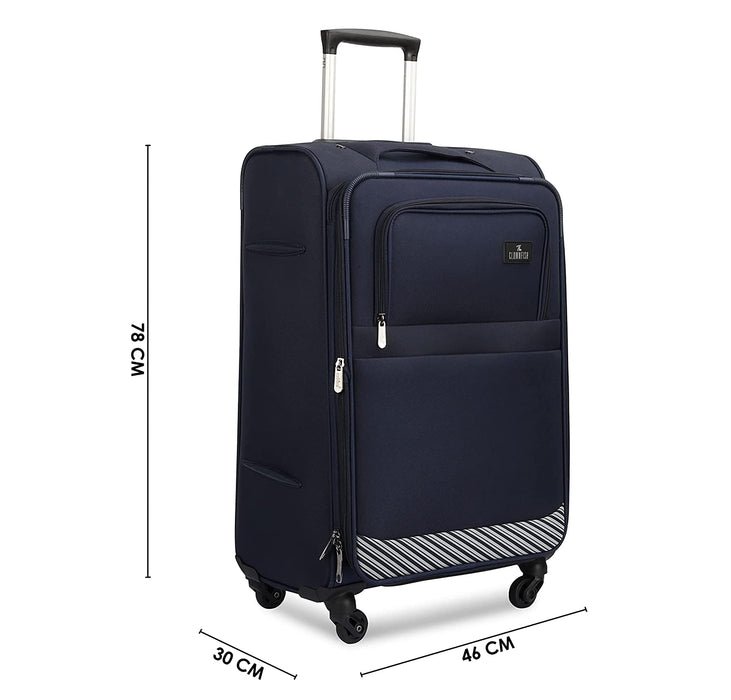 fish Combo of 3 Sydney Luggage Polyester Soft Case Suitcases Varied Sizes Four Wheel Trolley Bags - Navy Blue (56 cm, 67 cm, 78 cm)