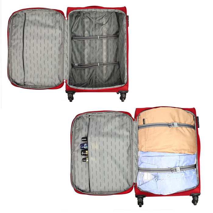 fish Combo of 3 Sydney Luggage Polyester Soft Case Suitcases Varied Sizes Four Wheel Trolley Bags - Navy Blue (56 cm, 67 cm, 78 cm)