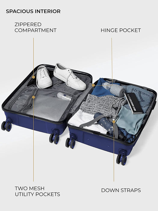 Set of 2 Navy Blue Trolley Bags Paris Hard-Sided Polypropylene Luggage