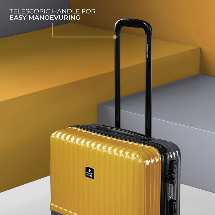 Set of 3, Hard-Sided, Polycarbonate Luggage, Yellow and Grey 55 , 65 and 75 cm Trolley Bag
