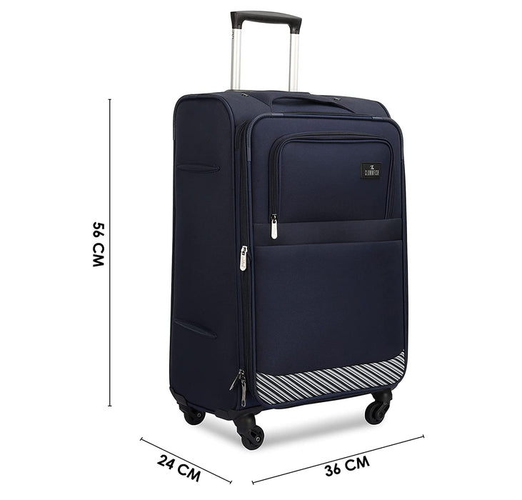fish Combo of 3 Sydney Luggage Polyester Soft Case Suitcases Varied Sizes Four Wheel Trolley Bags - Navy Blue (56 cm, 67 cm, 78 cm)