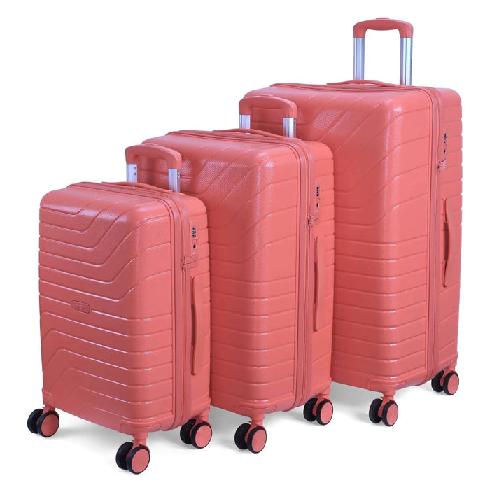 Tuscany 20, 24, 28 inch, Set of 3, Polypropylene Luggage, Hard-Sided, (Pink 55, 65 and 75 cms) Trolley Bag