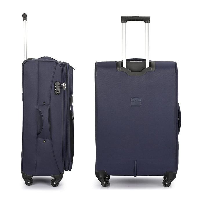 fish Combo of 3 Sydney Luggage Polyester Soft Case Suitcases Varied Sizes Four Wheel Trolley Bags - Navy Blue (56 cm, 67 cm, 78 cm)