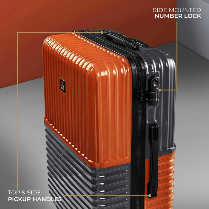 Set of 2, Hard-Sided, Polycarbonate Luggage, Orange and Grey 55, 65 cm Trolley Bag