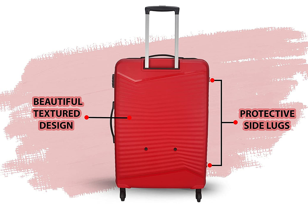 Set of 3 Polypropylene  Small 55 cm Medium 68 cm & Large 79 cm Hard Luggage Trolley Bag (RED)