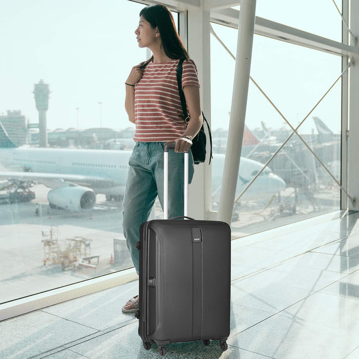 Thorium Sharp Antiscratch 55 Cms Polycarbonate Black Cabin 4 wheels Hard Suitcase