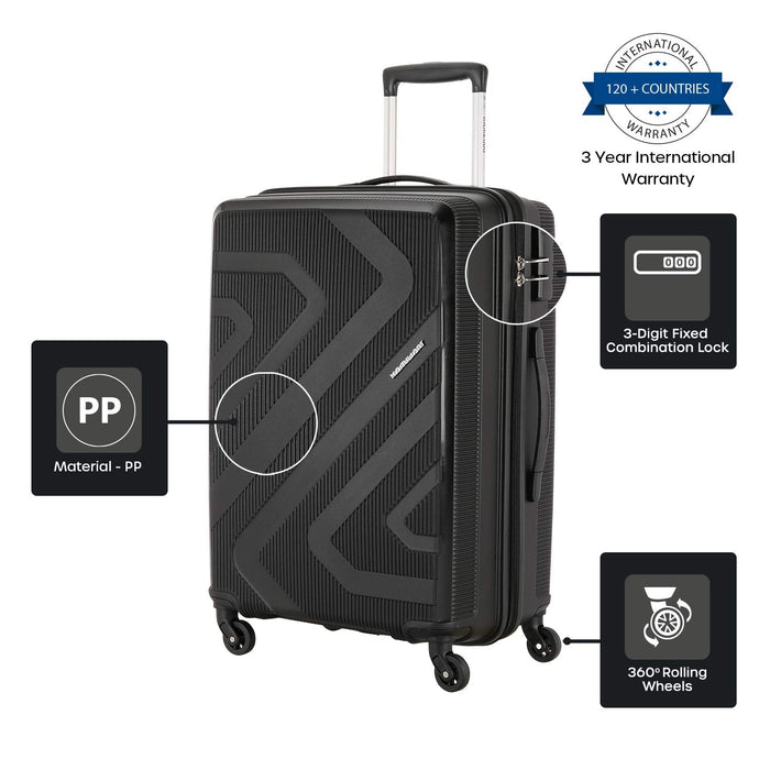 Kiza Polypropylene 79 cms Black Hardsided Check-in Luggage