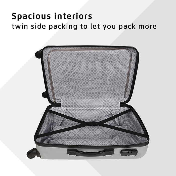 Combo Set of 3 Small, Medium and Large Check-in 4 Wheel Hard Suitcase (Silver)