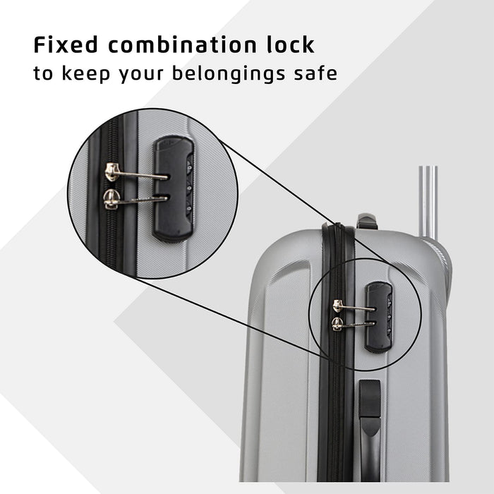 Combo Set of 3 Small, Medium and Large Check-in 4 Wheel Hard Suitcase (Silver)
