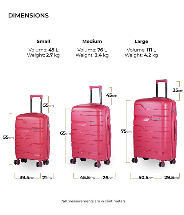 Set of 3 Maroon Trolley Bags (55, 65 & 75 cm)