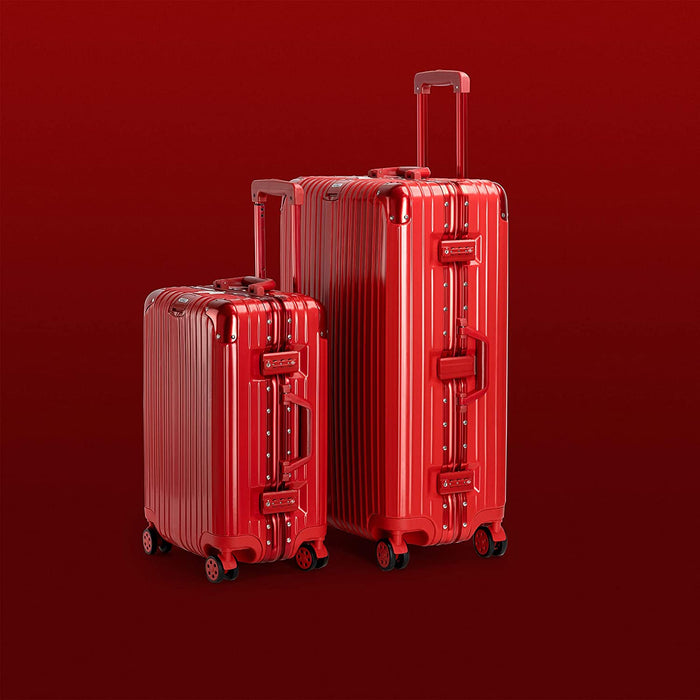 2-Piece Set Ultra-Light Hardside Expandable, Built-in TSA Lock, Zipperless Luggage with Spinner Wheels, Red