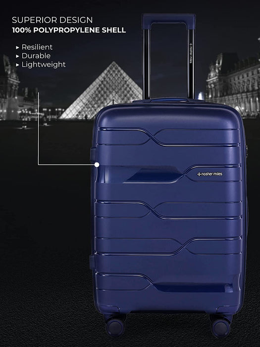 Set of 2 Navy Blue Trolley Bags Paris Hard-Sided Polypropylene Luggage