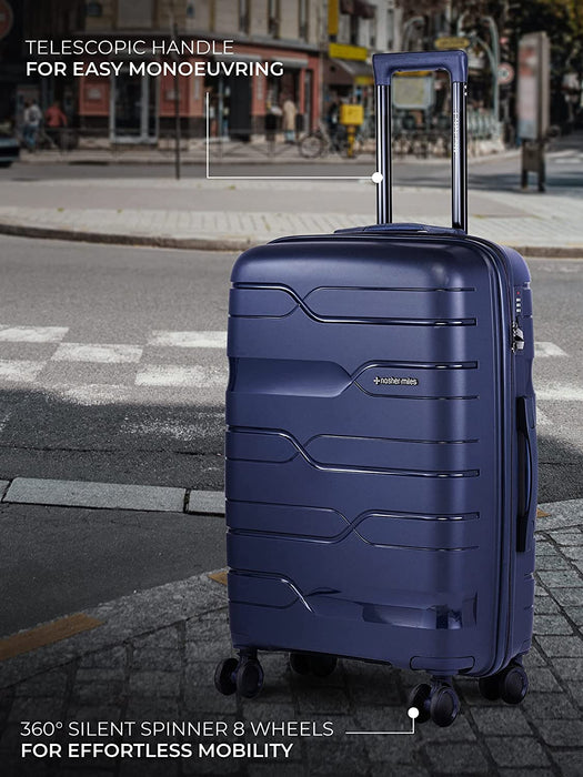 Set of 2 Navy Blue Trolley Bags Paris Hard-Sided Polypropylene Luggage
