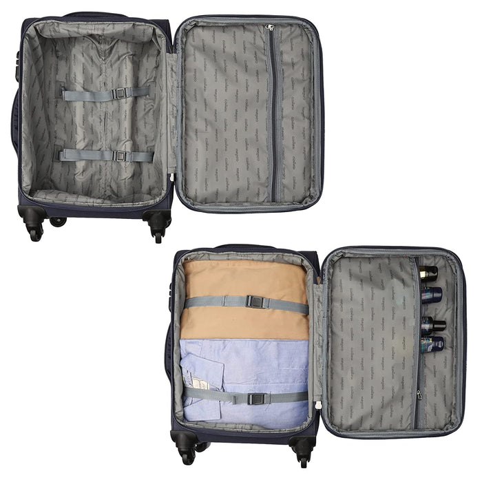 fish Combo of 3 Sydney Luggage Polyester Soft Case Suitcases Varied Sizes Four Wheel Trolley Bags - Navy Blue (56 cm, 67 cm, 78 cm)