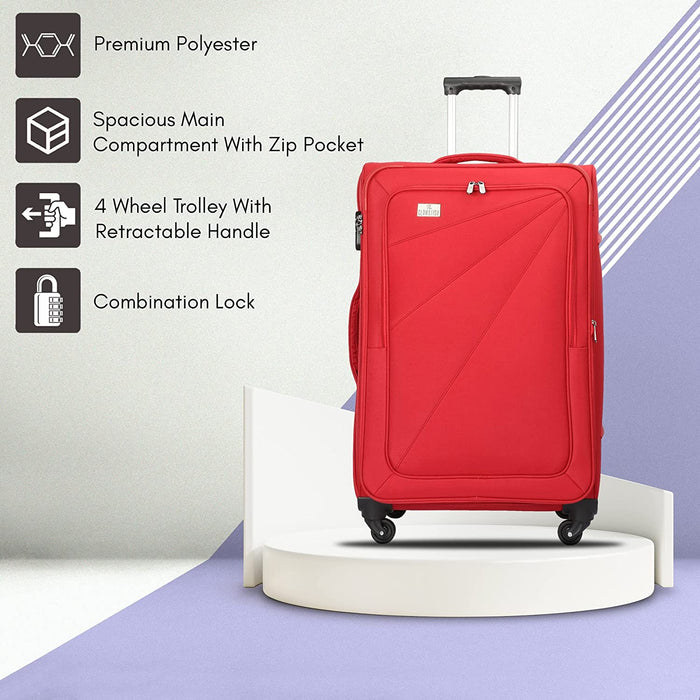 fish Combo of 3 Sydney Luggage Polyester Soft Case Suitcases Varied Sizes Four Wheel Trolley Bags - Navy Blue (56 cm, 67 cm, 78 cm)