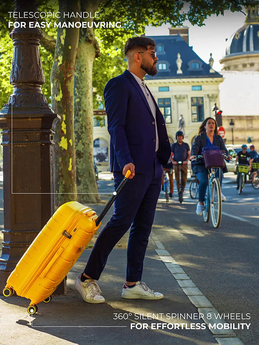 Miles Paris Hard-Sided Polypropylene Check-in Luggage Yellow 24 inch |65cm Trolley Bag