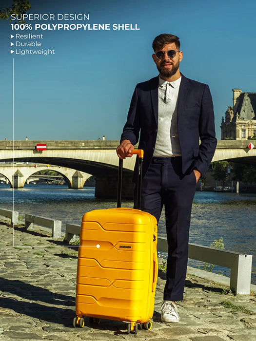 Miles Paris Hard-Sided Polypropylene Check-in Luggage Yellow 24 inch |65cm Trolley Bag