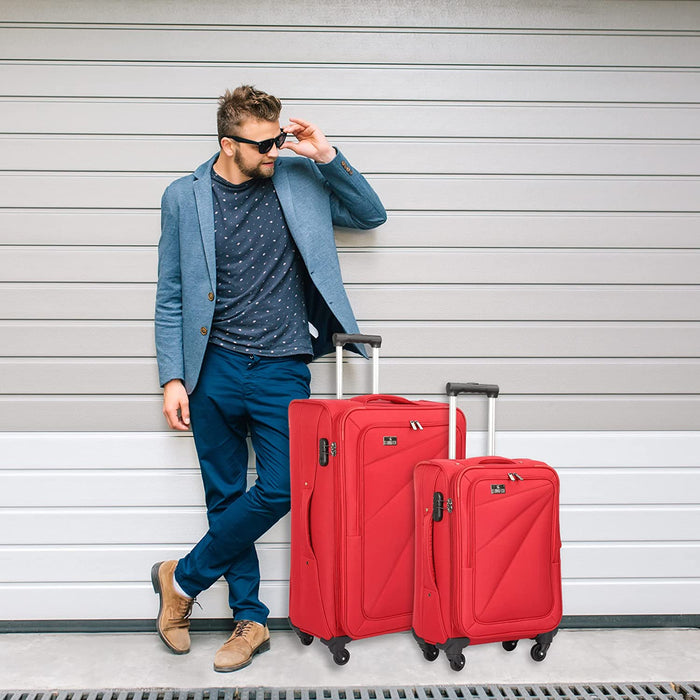 fish Combo of 3 Sydney Luggage Polyester Soft Case Suitcases Varied Sizes Four Wheel Trolley Bags - Navy Blue (56 cm, 67 cm, 78 cm)