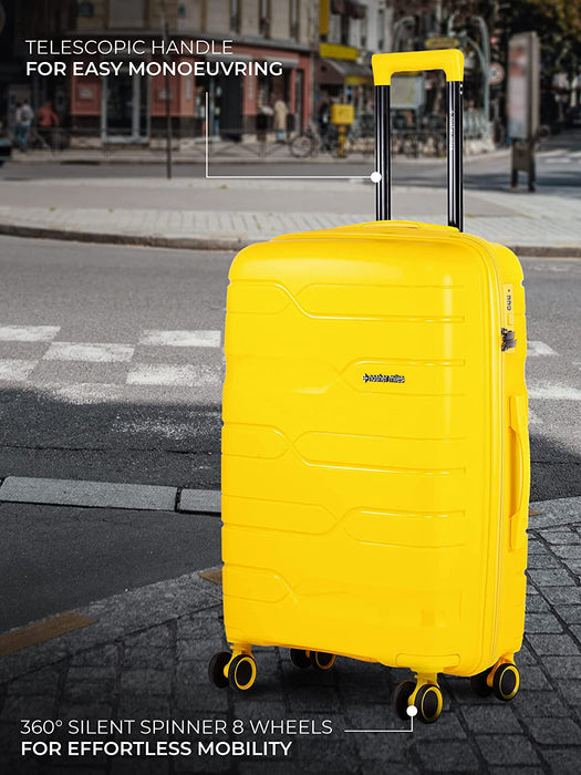 Set of 2 Yellow Trolley Bags Hard-Sided Polypropylene Luggage