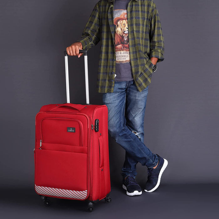 fish Combo of 3 Sydney Luggage Polyester Soft Case Suitcases Varied Sizes Four Wheel Trolley Bags - Navy Blue (56 cm, 67 cm, 78 cm)