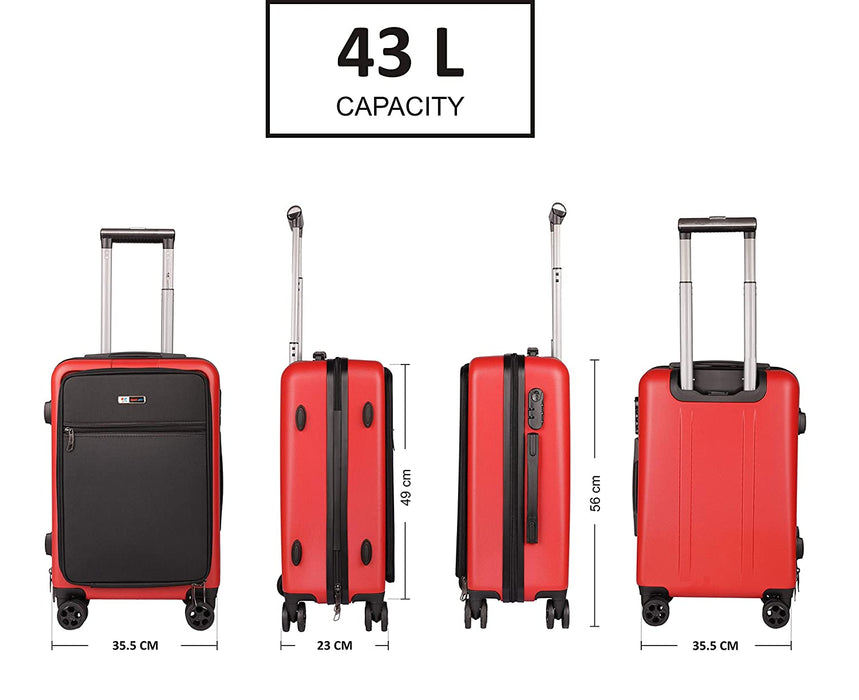 Smart Trolly Bag Hard & Soft Cabin Size Lugguge 20 Inch Red …