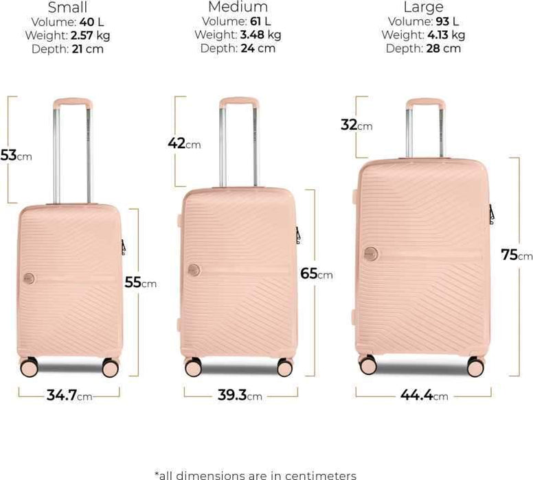 Medium Check-in Luggage (65 cm) - Bruges Hard-Sided Polypropylene Luggage Set of 2 Peach Trolley Bags (55 & 65 cm) - Pink