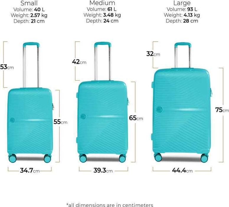 Medium Check-in Luggage (65 cm) - Bruges Hard-Sided Polypropylene Luggage Set of 2 Teal Trolley Bags (55 & 65 cm) - Teal