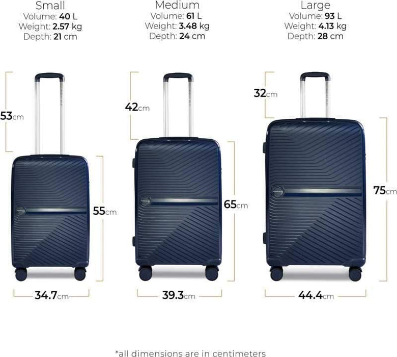 Medium Check-in Luggage (65 cm) - Bruges Hard-sided Polypropylene Luggage Set of 2 Navy Blue (55 & 65 Cm) - Blue