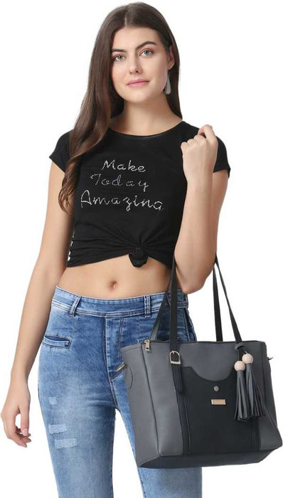 Women Grey, Black Hand-held Bag  (Pack of: 5)