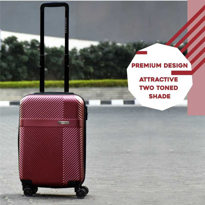 Hard Body Set of 3 Luggage - Hard-Side Polycarbonate Luggage Set of 3 Maroon Trolley Bag Bags (55, 65 & 75 Cm) - Red