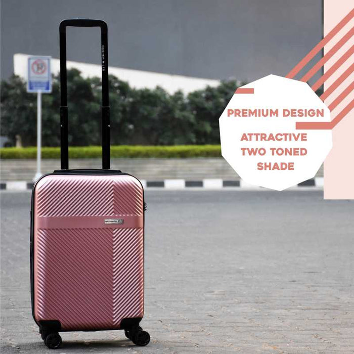 Hard Body Set of 3 Luggage - Hard-Side Polycarbonate Luggage Set of 3 Rose Gold Trolley Bag Bags (55, 65 & 75 Cm) - Pink