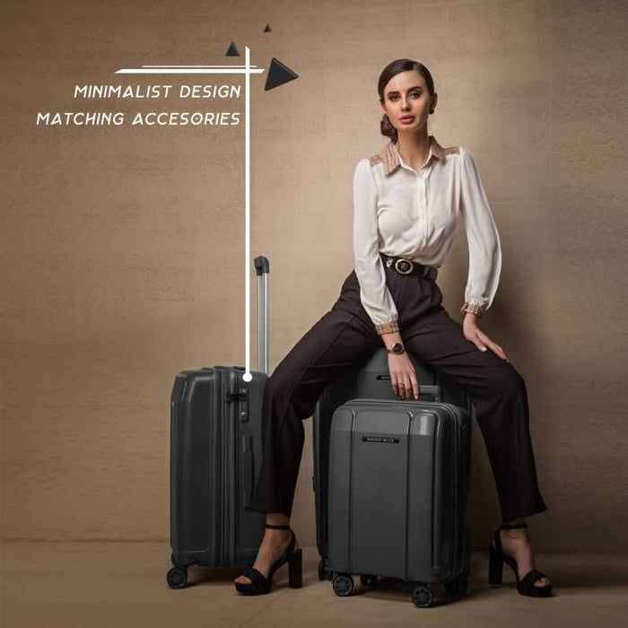 Medium Check-in Luggage (65 cm) - Tokyo Expander Hard-Side Polypropylene Luggage Set of 2 Dark Grey Trolley Bags (55 & 65 Cm) - Grey