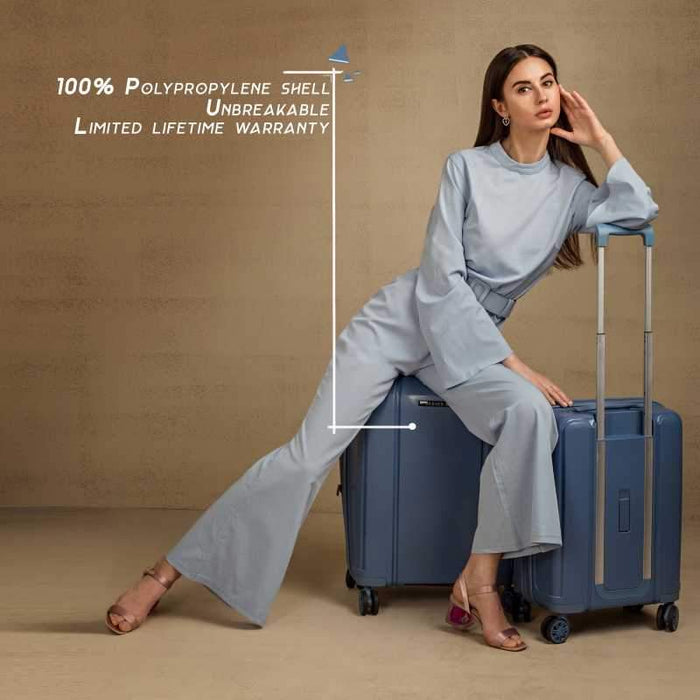 Medium Check-in Luggage (65 cm) - Tokyo Expander Hard-Side Polypropylene Luggage Set of 2 Sky Blue Trolley Bags (55 & 65 Cm) - Blue