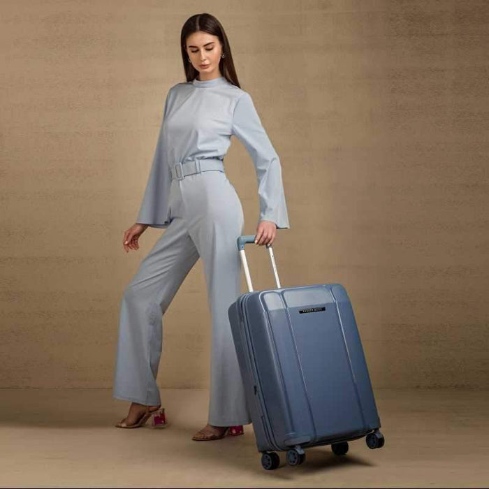 Medium Check-in Luggage (65 cm) - Tokyo Expander Hard-Side Polypropylene Luggage Set of 2 Sky Blue Trolley Bags (55 & 65 Cm) - Blue