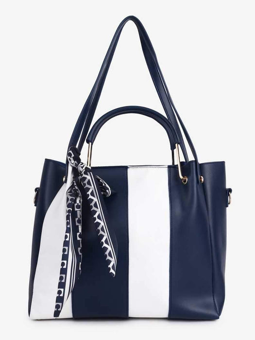 Women Blue, White Hand-held Bag  (Pack of: 4)